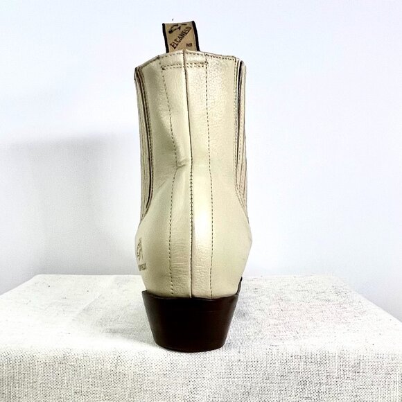 El Canelo Ivory Leather Boots Men’s Charro Western Pull-On Handmade in Mexico - Picture 12 of 16